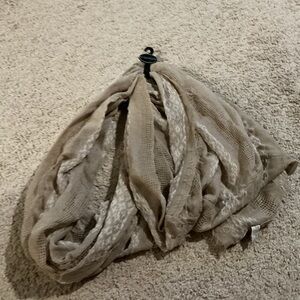 Nicole Marciano Beige Textured Infinity Scarf Boho Neutral coastal Minimalist